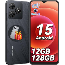 Blackview mobiiltelefon ilma lepinguta Android 15, 12GB + 128GB/2TB TF, 90Hz 6.56 tolli, 5000mAh nutitelefon ilma lepinguta, Octa Core, 13MP + 8MP, Dual SIM/Sõrmejälg/GPS/OTG/Mobiiltelefonide ümbris
