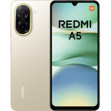 XIAOMI Redmi A5 nutitelefon, 4 + 128 GB, kuldne, ülikiire 32 MP AI-kaamera, 5200 mAh aku, võimas kaheksatuumaline protsessor, kaasahaarav 6,88-tolline 120 Hz ekraan.