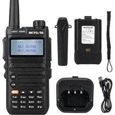 Retevis RA685 Walkie Talkie Dual Band, Airsoft Radio, 1800mAh aku, 128 kanalit, VOX, suur LED ekraan, kaasaskantav 2-Way Radio, amatöörraadio käsiraadio algajatele (must, 1 tk)