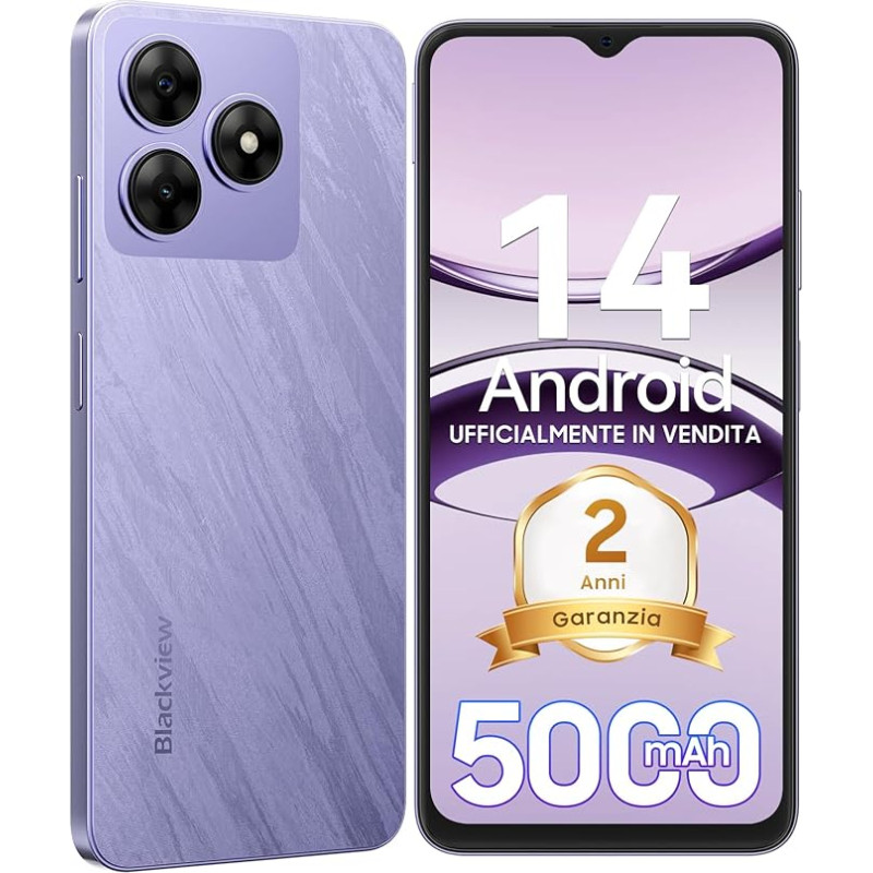 Blackview 2025 Handy Ohne leping 2 Jahre garantii, aku 5000mAh, 6GB+64GB/2TB SD, Octa Core 6,56