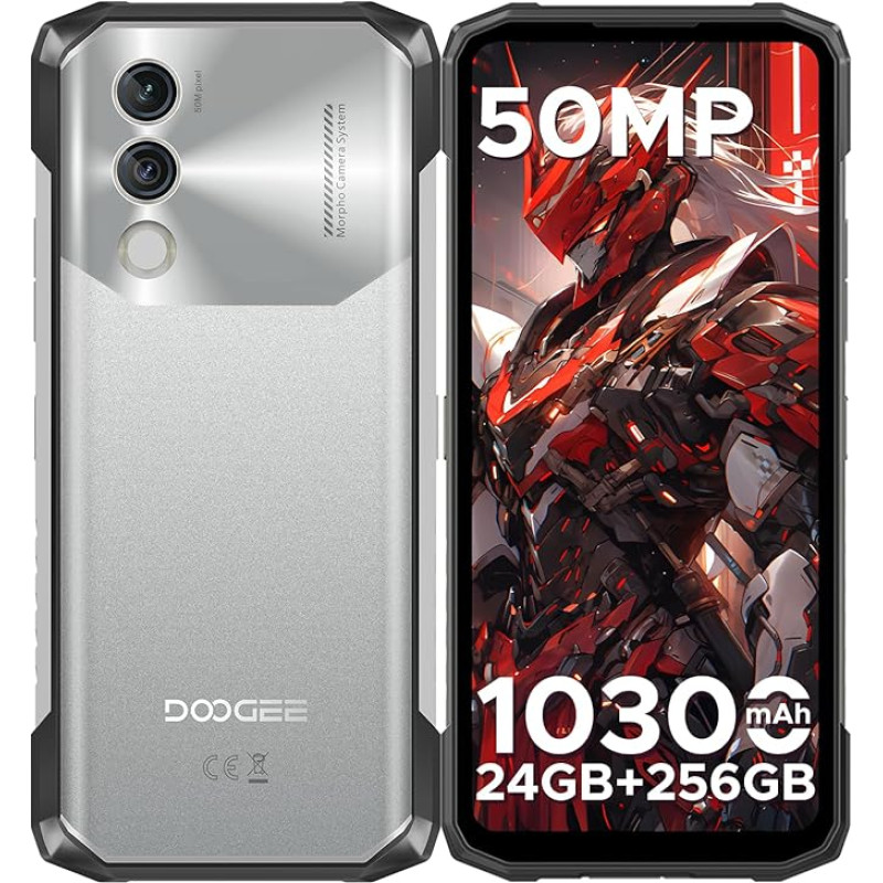 DOOGEE Blade10 Power välitingimustes kasutatav mobiiltelefon ilma lepinguta, 10300 mAh, 24GB + 256GB/TF 2TB välitingimustes kasutatav nutitelefon, veekindel, 50MP AI-kaamera, 6,6-tolline ehitusplatsi mobiiltelefon, kolm kaardipesa