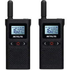 Retevis RB628 Mini Raadio, 1500 mAh PMR446 Walkie Talkie laetav, VOX, 10 kõnetooni, LCD ekraan, 16 kanaliga professionaalne Walkie Talkie perekondlikuks tegevuseks (2 tk, must)
