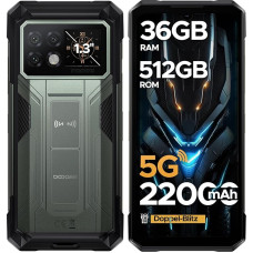 DOOGEE S200 Max 5G AI Outdoor mobiiltelefon, 22000mAh/66W, 36GB RAM + 512GB ROM Android 15 Outdoor nutitelefon, 6,72-tolline FHD + 120Hz + 1,3-tolline tagumine ekraan, 108MP + 20MP öönägemine + 32MP, Dual