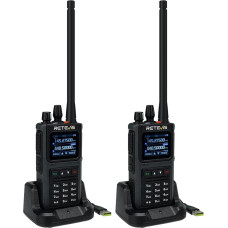 Retevis C1 amatöörraadio, kahesageduslik Walkie Talkie, veekindel IP67, mürasummutus, grupikõne, tüüp C, 1800 mAh, käeshoitav raadioside suure ulatusega metsapäästmiseks, jahil (must, 2 tk)