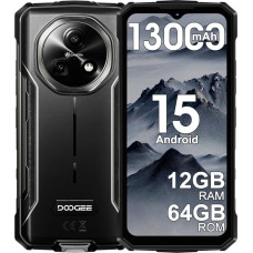 DOOGEE Fire 5 Android 15 mobiiltelefon väljas ilma lepinguta 2025, 13000 mAh 10 W, 6,6-tolline HD + 90 Hz, 12 GB + 64 GB/2 TB 4G väljas nutitelefon, 13 MP + 8 MP AI kaamera ehitusplatsil mobiilne