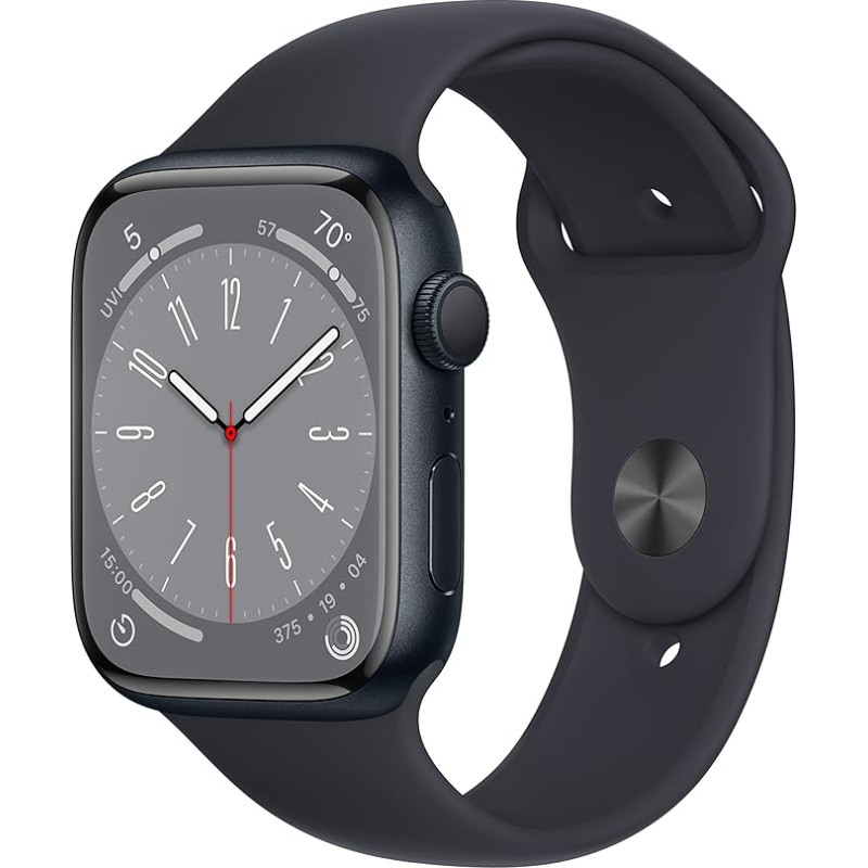 Apple Watch Series 8 (GPS, 45 mm) - alumiiniumist korpus keskööl koos spordirihmaga valge, üks suurus (uuenenud)