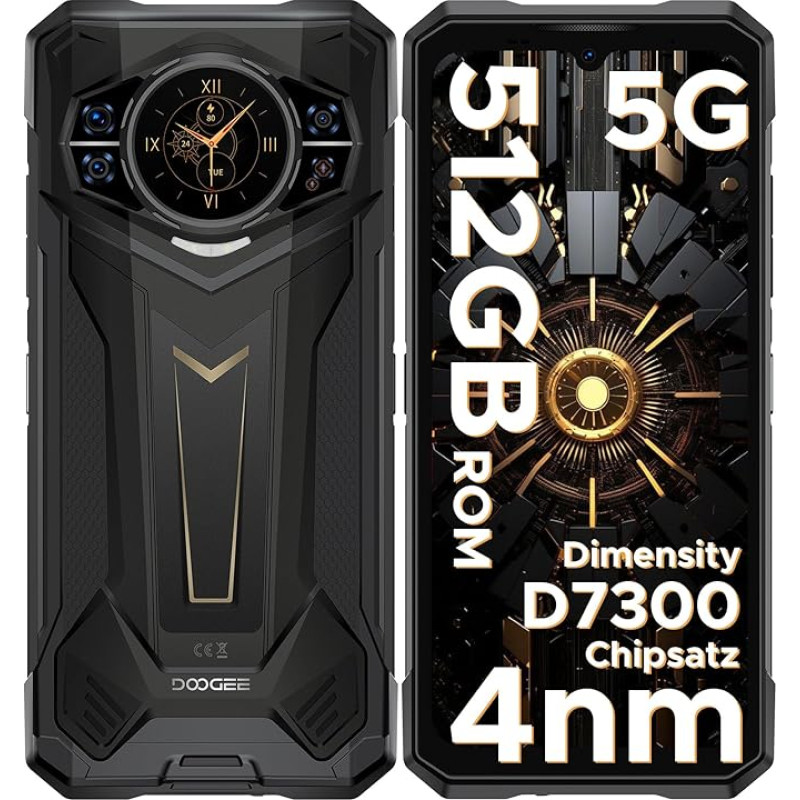DOOGEE S200 Plus 5G mobiiltelefon väljas ilma lepinguta, Dimensity 7300, 32 GB + 512 GB väljas nutitelefon Android 14, 1,32-tolline + 60 Hz AMOLED tagumine ekraan 6,72-tolline FHD + 120 Hz, 100 MP AI-kaamera