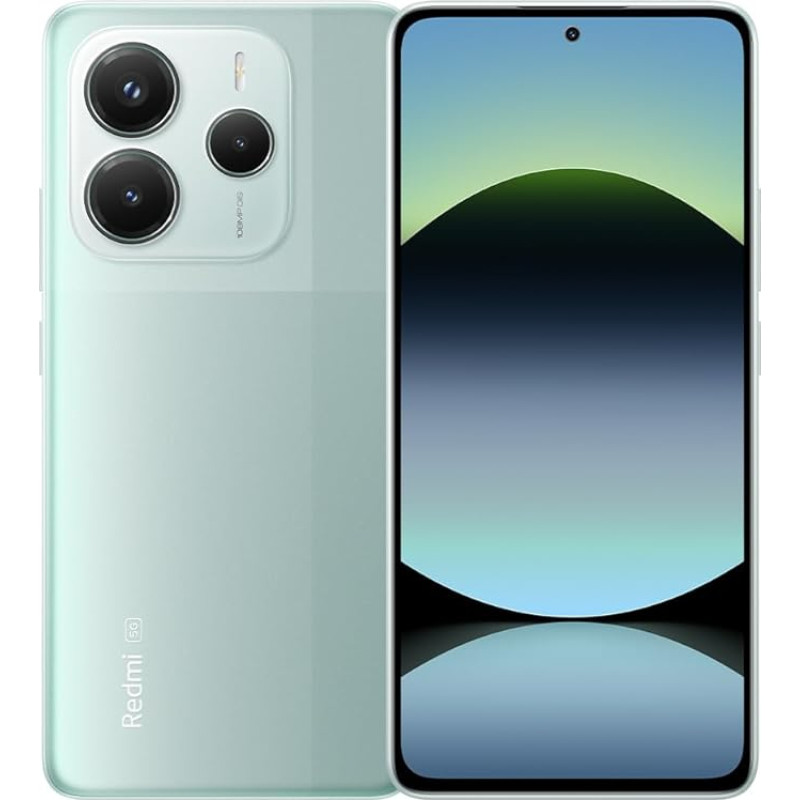 XIAOMI Redmi Note 14 5G, 120 Hz, 6,67-tolline AMOLED ekraan, 8+256 GB, nutitelefon Dimensity 7025 Ultra protsessoriga ja 108 MP AI kolmekordne kaamera, 5110 mAh aku, koos laadijaga, ilma NFC-ta, tsüaane värvusega.