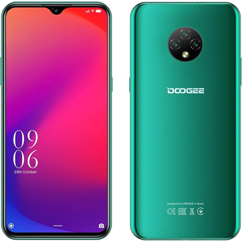 4G nutitelefon ilma lepinguta Odav Android 10 (2020), DOOGEE X95 Dual SIM mobiiltelefon, 6,52-tolline veepiirdega täisekraan, 4350 mAh aku, 2GB + 16GB, 13MP + 2MP + 2MP + 2MP + 5MP, GPS WiFi, Face