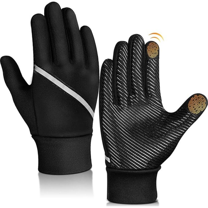 Oopor Laste kindad, soojad talvekindad, laste väljaspordi termofliisist jalgrattakindad, libisemisvastased jooksukindad, tuulekindlad, puutetundlikud kindad väikestele poistele ja tüdrukutele, must, 4-12 aastat