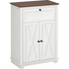 HOMCOM Multi Folder Buffet mööbel 2 ust reguleeritava riiuliga 1 sahtliga Country House Style ABM. 60 W x 30 S x 87,5 H cm, Magamistuba, Elutuba, valge