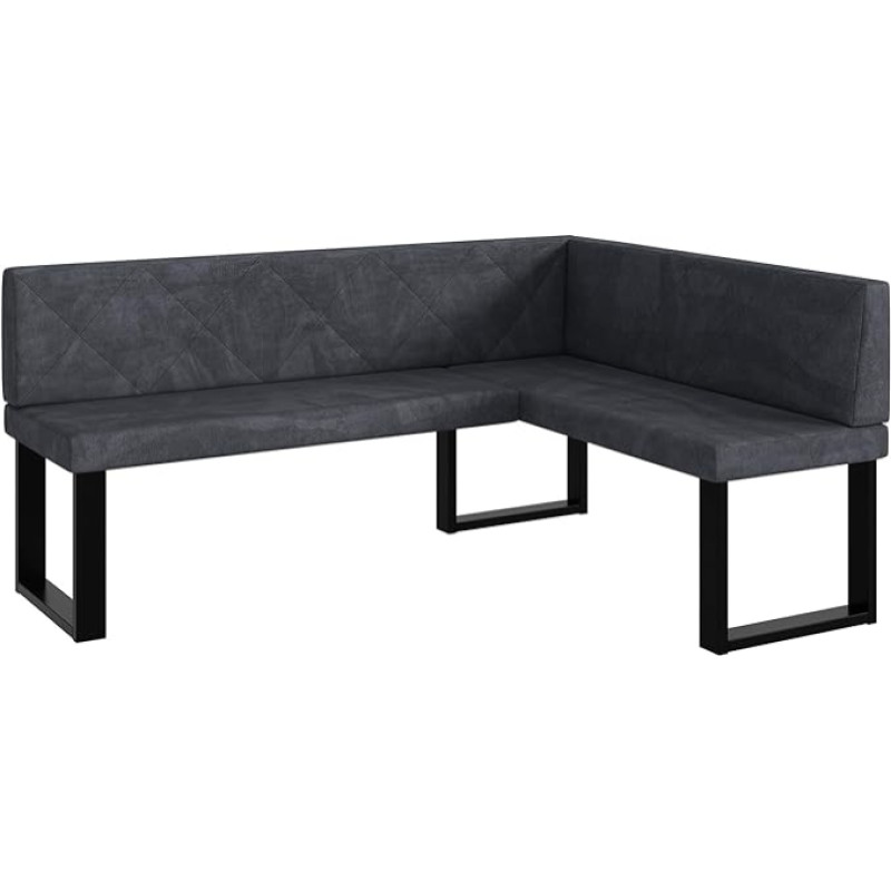 MEBLINI Eric nurgapink söögituppa - köögipink - söögituba - köögi istumisnurk - U-pink 128 x 168 x 87 cm paremal - tumehall sametist