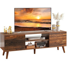 WLIVE TV-kapp telerile 50 55 60-tolline televiisor Lowboard TV-kapp 136 cm pikkune teleripult 2 uksega TV-laud elutuppa söögituppa magamistuppa Vintage pruun/must statiivile