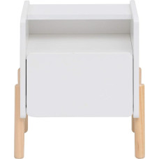 Rebecca Mobili RE7128 Laste ruudukujuline öökapp valge pruun MDF mänd 1 sahtli ja 1 riiuliga ümardatud servadega 49 x 43 x 30 cm