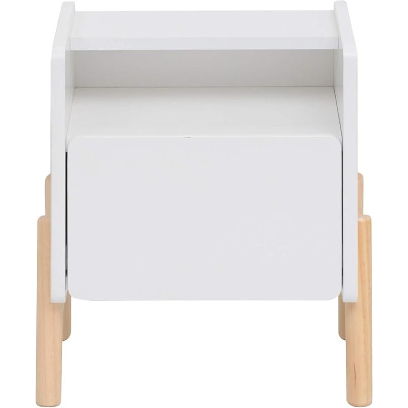 Rebecca Mobili RE7128 Laste ruudukujuline öökapp valge pruun MDF mänd 1 sahtli ja 1 riiuliga ümardatud servadega 49 x 43 x 30 cm