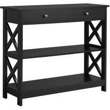 Yaheetech konsoollaud, koridorilaud sahtli ja 2-korruseliste riiulitega, puidust küljelaud, diivanilaud tugeva X-raamiga, sissepääsuks, koridoriks, elutuppa, 100 x 30 x 80 cm, must