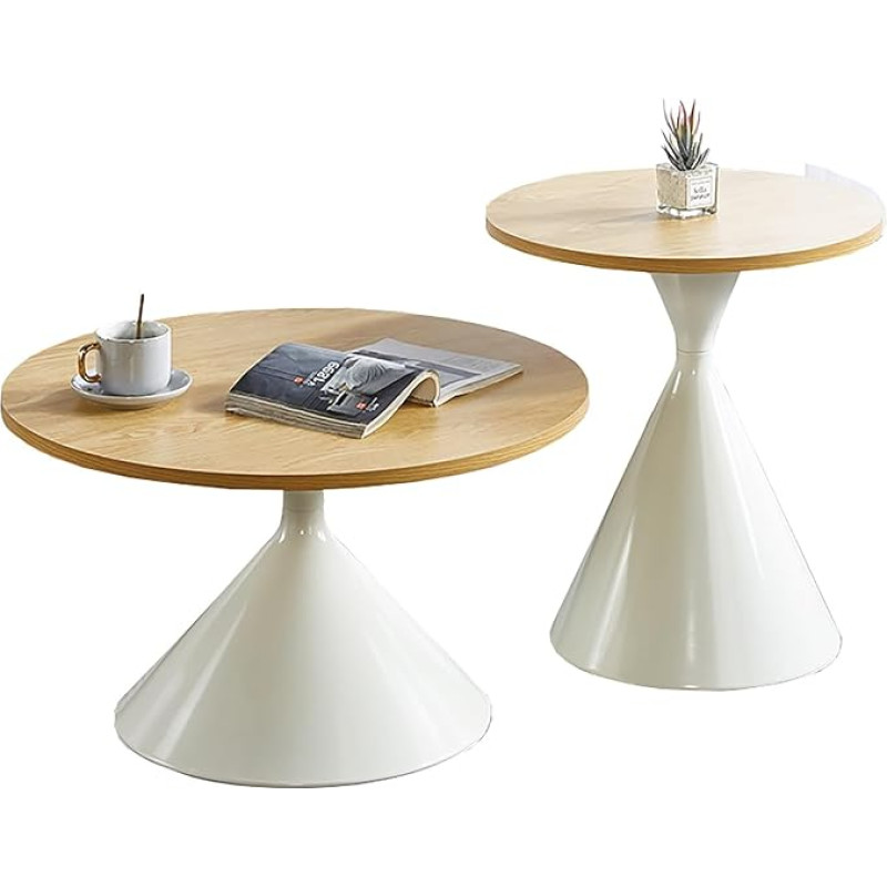 Moodne pesitsuslaudade komplekt elutuppa, ümmargune diivanipoolne laud stiilse metallist alusega, täiuslik kohvilaud kontorisse või koju, MDF-kokteililaud, paariline