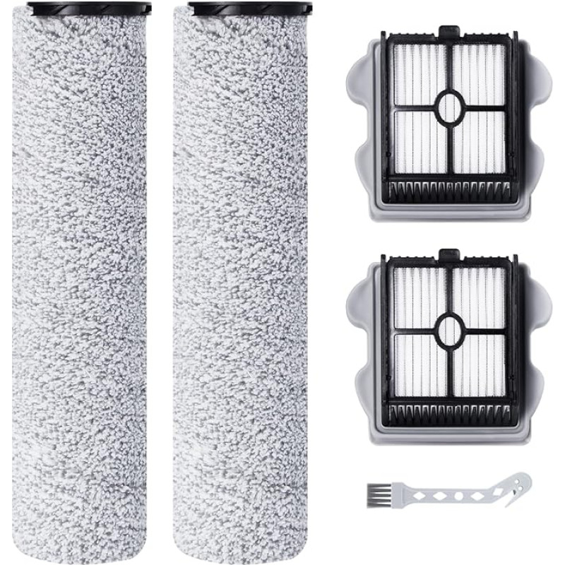 Fixbetter tarvikute komplekt Roborock Dyad Air Wet Dry tolmuimeja varuosadele, 2 harja rullid + 2 filtrit + 1 puhastusprintsel