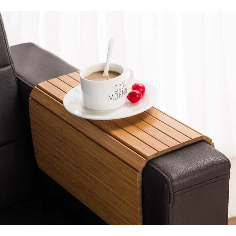 GEHE Bambusest diivanivarre kandik - Paindlik / kokkupandav diivanivarre kandik käetugi tabel, veeretatav küljelaud, mis sobib ideaalselt joogi, suupistete, telefoni, kontrolli jaoks (16,5 