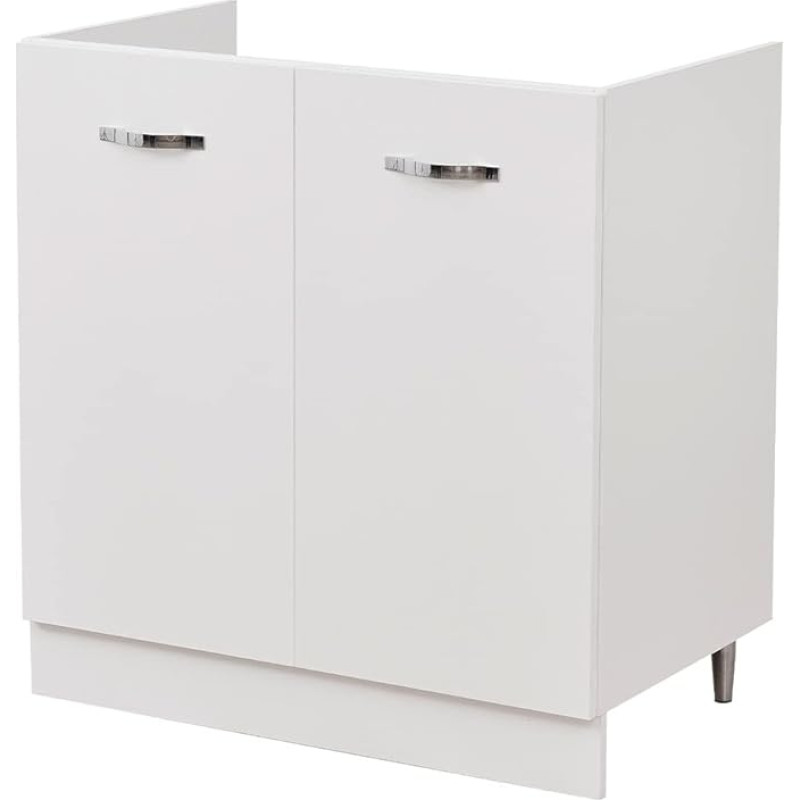 Shally Dogan 80 x köögikapp 2 ukseline aluskapp valamu jaoks (80 x 50 x 85 cm, valge)