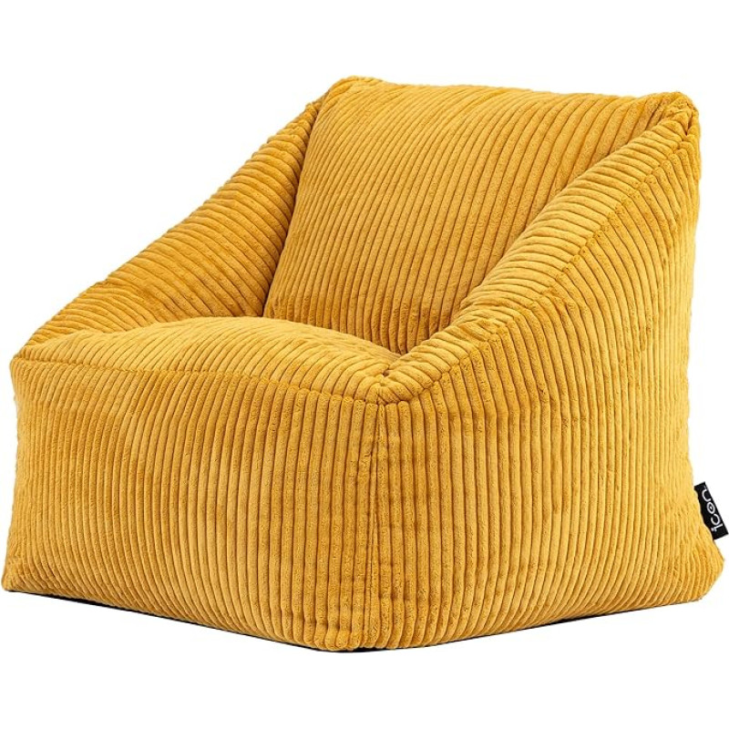 Icon Natalia laste istekott, kollane, pehmed nöörkangas, täidisega istekoti nöör, mugav laste tool, pehmo tool, lugemistool, magamistuba, lastetuba, mängutuba