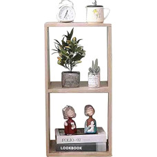 Etnicart Double Cube Storage Box Bookcase Bookcase Oak 35 x 30 x 70 cm MDF puidust riiul disain kontor sissepääs elutuba CD riiul väike riiul kuubik riiul DVD kabinet DVD Stand riiul puit