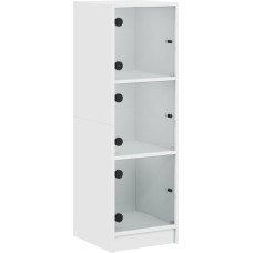 vidaXL Highboard, klaasustega külgkapp, külgkapp paljude panipaikadega, kapp, sahtlikapp, kõrge kapp, elutuba, magamistuba, valge värviga