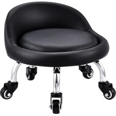 EBANKU väike madal rulliv tool, rulliv tool, pöörlev tool, töökoha tool, seljatugi, 360 ° rulliv tool, madal ratastega tool, pöörlev töökoha tool kodukontorisse või spordikeskusesse (must)