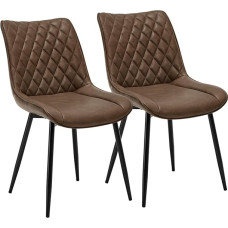 Woltu® 2 söögitoa tooli, köögitoolid, polsterdatud toolid, seljatoega elutoatoolid, sametist iste, metalljalad, pruunid