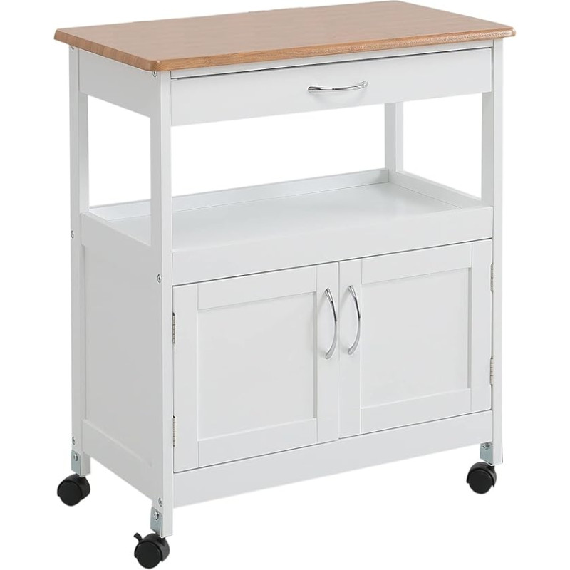 Kit Closet köögikäru 2 ukse ja ühe sahtliga, PVC töölaud, valge/puit, 76 x 37 x 67 cm