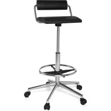 hjh OFFICE, 665170, Kontoritool, joonistustool, TOP WORK 28, must, vahtpolster, kõrgendatud töölaud, statiiv, triikimistool, ratastega, jalarõngas reguleeritava kõrgusega, kroomitud terasest alus, nimmepiirkonna tugi.