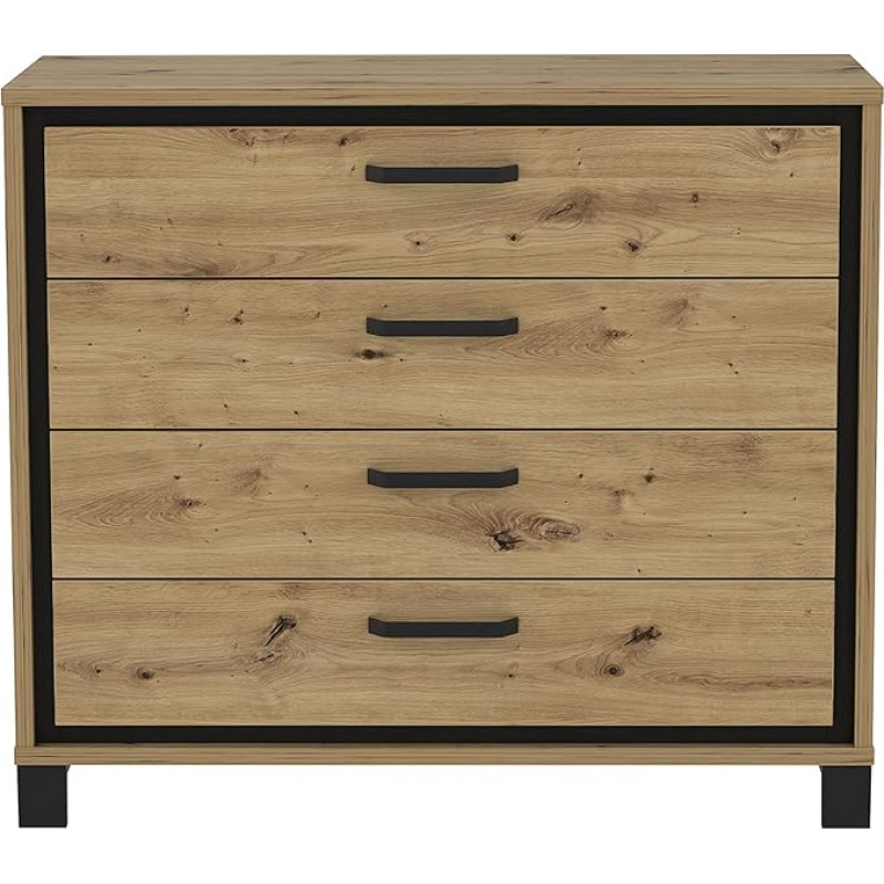 FORTE TRONDHEIM kapp 4 sahtliga, puitmaterjal, Artisan tamm/must tamm, 104,7 x 81,3 x 41,5 cm