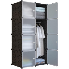 XOKOTAKI riidekapid, riidekapi moodulriiul, riiete organiseerija koju, hoiuriiul magamistuppa, 8 moodulit, 1 riba, 140 x 70 cm, must