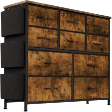 Baloveby kapp 10 sahtlit kangast, käepidemetega, metallraamiga, lastetuba, kapp, esikusse, esikusse, magamistuppa hoiukapp (pruun1)