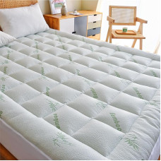 SWTMERRY King Size Matratsi Topper Cooling Tepitud madratsi kaitsja padi 18-tollise sügava tasku pehme hingav 150 x 200 cm valge