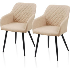 TUKAILAI komplekt 2 kunstnahast söögitooli, kaasaegsed köögitoolid, polsterdatud toolid, elutoa toolid, käetoed käetugedega, seljatugi, metallist jalad, kööki,