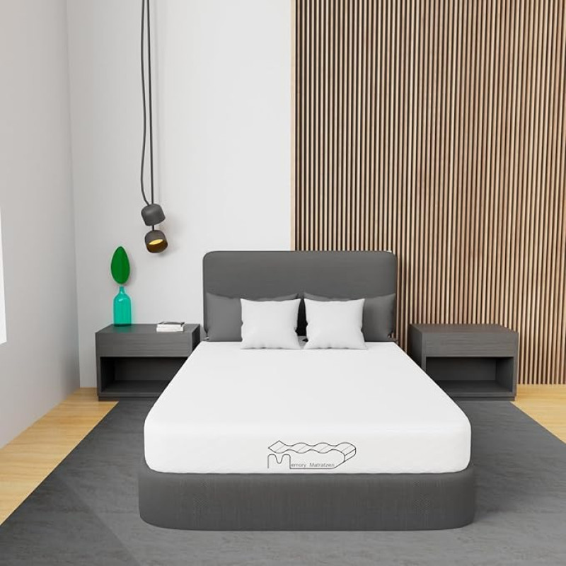 Memory Matratzen madrats 140 x 200, 7-tsooniline mäluvahumadrats, 20 cm kõrge, 2-in-1 kahekihiline külma vahuga madrats, eemaldatav riidest kate koos tõmblukuga (140 x 200 x 20 cm)