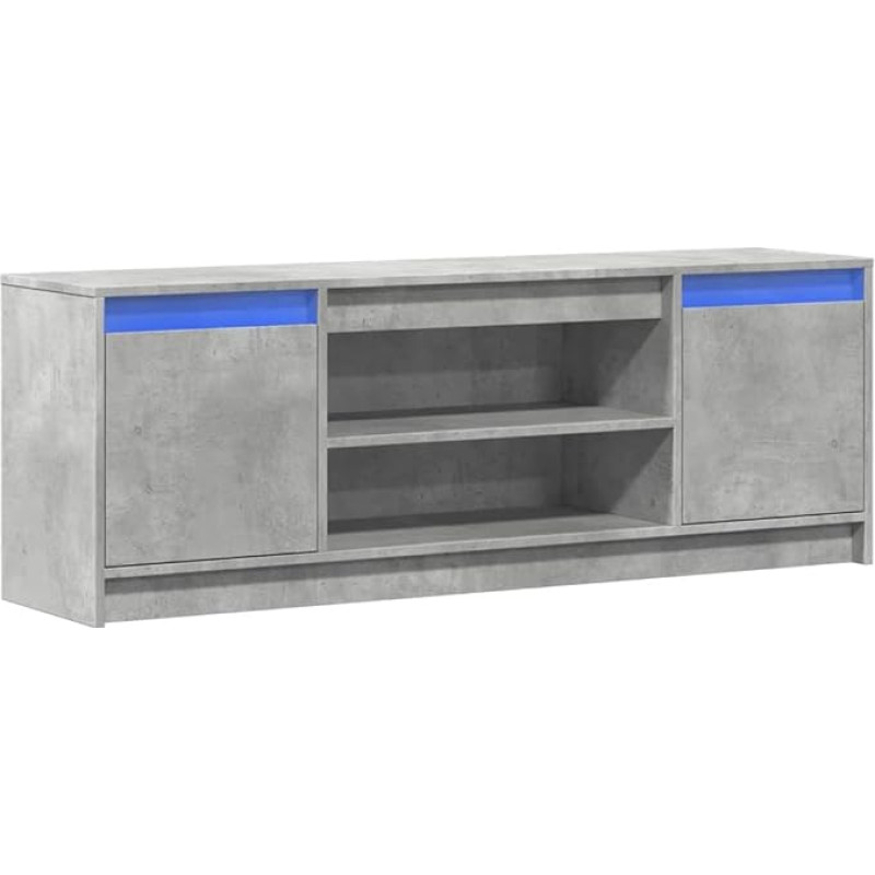 vidaXL TV-kapp koos LED-iga, TV-kapp koos hoiuruumiga, TV-laud elutuppa, magamistuppa, Lowboard TV-mööbel, betoonist halli puidu materjaliga