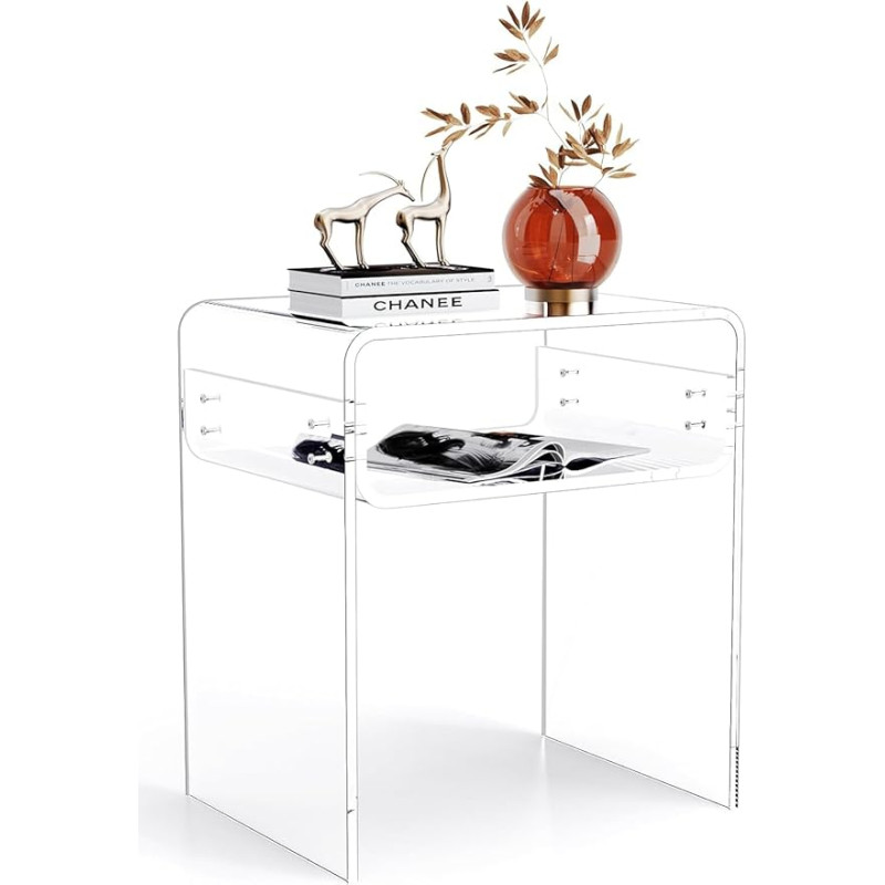 solaround akrüülist küljelaud Öölaud Läbipaistev U-kujuline laud magamistuppa elutuppa 40 x 30 x 50 cm (läbipaistev)