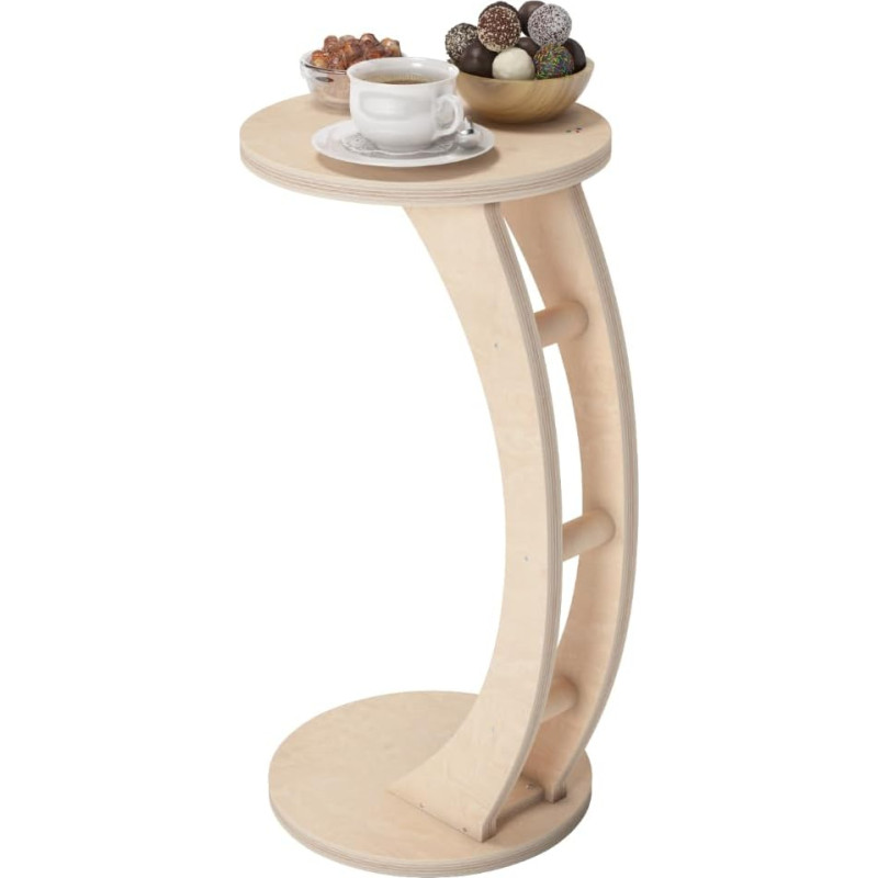 MOE UHANE puidust küljelaud - küljelaud C kuju - diivanilaud väike laud ümmargune - küljelaud ümmargune - kohvilaud väike - küljelaud diivanilauas