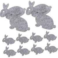 SOLUSTRE 12 Stück Teiliges Ostern Tischset mit Grauem Hasenmotiv Stoff Untersetzer und Platzsets Sets Waschbar Kratzschutz und Dekorativ für Zuhause und Restaurant