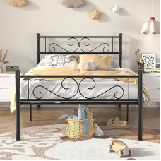 VECELO 3ft x 7ft üheinimesevoodi raam - ei vaja liistude alust, lihtne kokkupanek, suur liistude alus - must