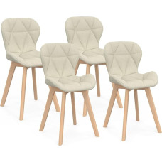 IDMarket - 4 beežist riidest söögitooli komplekt