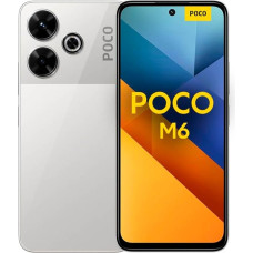 Xiaomi Poco M6 (nutitelefon), 6GB + 128GB, MediaTek Helio G91-Ultra, 6,79-tolline ekraan, 108MP põhikamber, 5030mAh aku, 33W kiirlaadimine, hõbedane