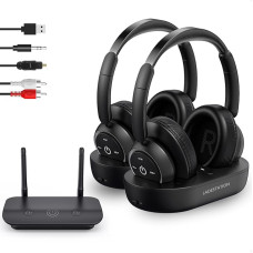 LETSACTIV juhtmevabad kõrvaklapid teleri jaoks, juhtmevabad teleri kõrvaklapid koos teleri saatja laadimisjaamaga eakatele, ei ole heli viivitus, sobib eakatele või vanematele, must/must