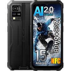 Blackview BV4800SE Android 15 Outdoor mobiiltelefon 2025, 12GB + 64GB/2TB ehitusplatsi mobiiltelefon, 6,56-tolline HD+ välistelefoni ilma lepinguta, 16MP, 5100mAh, IP68 veekindel, Dual SIM 4G