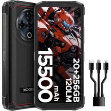 DOOGEE Fire 6 Power välitingimustes kasutatav mobiiltelefon ilma lepinguta 20GB + 256GB/2TB välitingimustes kasutatav nutitelefon, 15500mAh, 6,56-tolline HD+ välitingimustes kasutatav mobiiltelefon Android 14, 50MP kaamera, taskulamp, Dual 4G SIM/NFC/Face