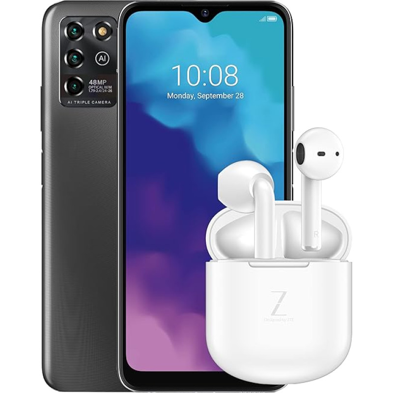 ZTE nutitelefon Blade V30 vita Buds White (17,32 cm (6,82 tolli) HD+ ekraan, 4G LTE, 3 GB RAM ja 128 GB sisemälu, 48MP põhikaamera ja 8MP esikaamera, Dual SIM, Android 11) Hall