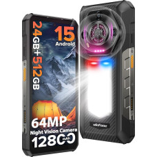 Ulefone Armor 30 24GB + 512GB väljas mobiiltelefon Android 15, 12800mAh väljas nutitelefon ilma lepinguta, 1236 luumeni LED 64MP öövaatlus IR 6,95-tolline FHD + 66W kiirlaadimine 118 dB kõlar 4G