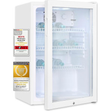 Exquisit Glass Door Fridge GKS120-GT-160C White | Net Capacity: 118 L | Door Lock | 3 Grid Shelves | Recirculation Fan | Standing Device